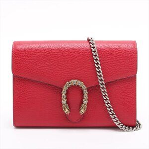 👜 Gucci Dionysus Leather Chain Wallet Red 401231